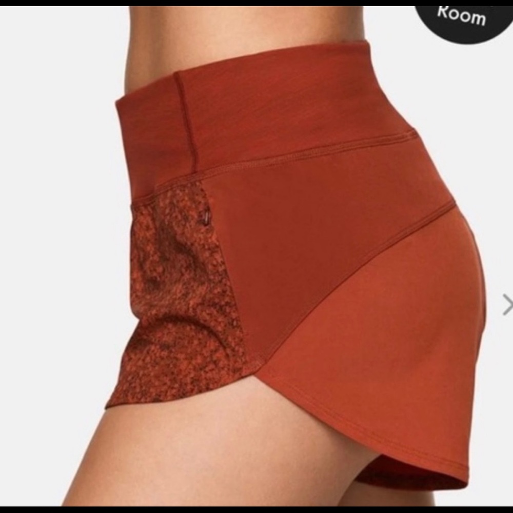 Outdoor Voices Hudson shorts in pebble red.